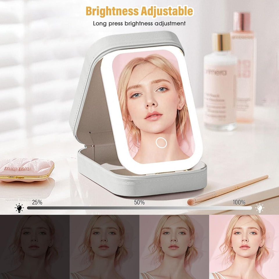 White Jewelry Box with LED Mirror