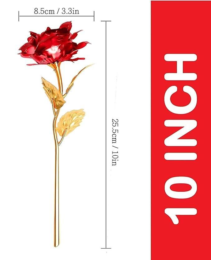 24K Gold Plated Red Rose Flower With Love Stand -   Best Valentine's Day Gift