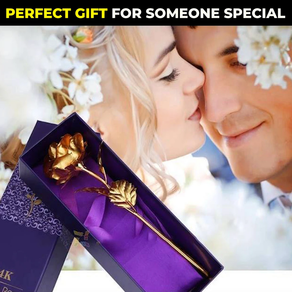 Red Rose 24K Gold Plated Flower With Love Stand -   Best Valentine's Day Gift